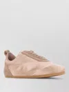 Jil Sander Satin And Suede Low Profile Sneakers In Gold