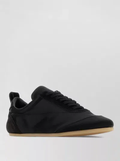 Jil Sander Satin And Suede Low-top Sneakers In Black