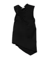 Jil Sander Sm Top Black Asymmetric Gloss With Bow In Black