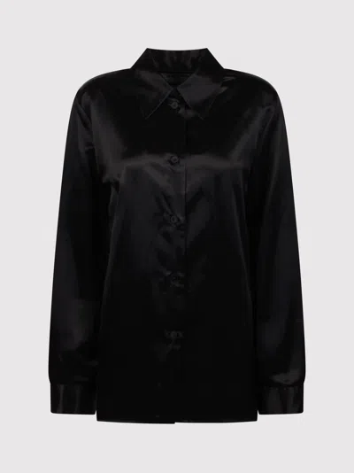 Jil Sander Box Printed Satin Shirt In Black