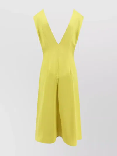 Jil Sander Satin Dress Featuring Pleated Detailing