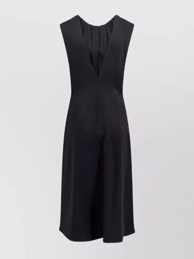 Jil Sander Satin Dress With Gathered Detail And V-neckline