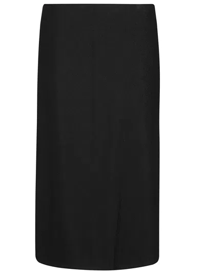 Jil Sander Black A-line Quilted Midi Skirt