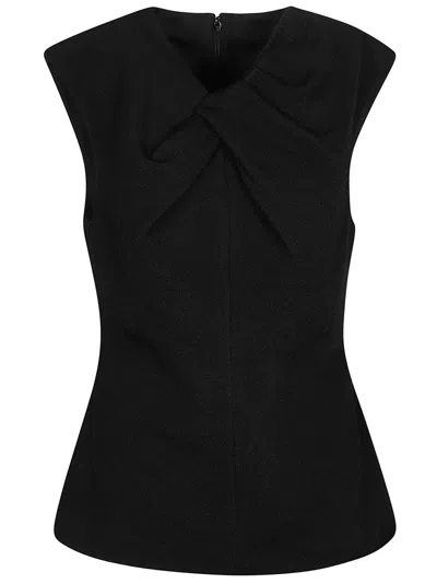 Jil Sander Sleeveless Pleated Neck Top In Black