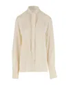 Jil Sander Satin-finish Tie-neck Blouse In Nude