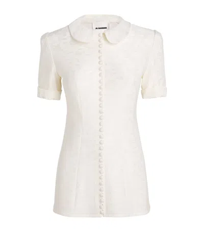 Jil Sander Off-white Fluid Viscose Flower Jacquard Shirt In 104 Coconut