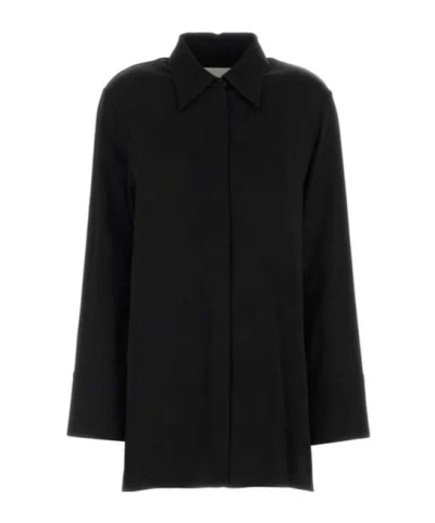 Jil Sander Satin Long Shirt In Black