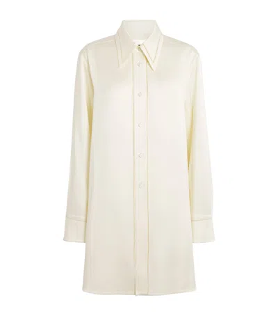 Jil Sander Satin Longline Shirt In White