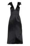 Jil Sander Satin Midi Dress In Black