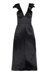 Jil Sander Satin Midi Dress In Black