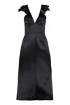 Jil Sander Satin Midi Dress In Black