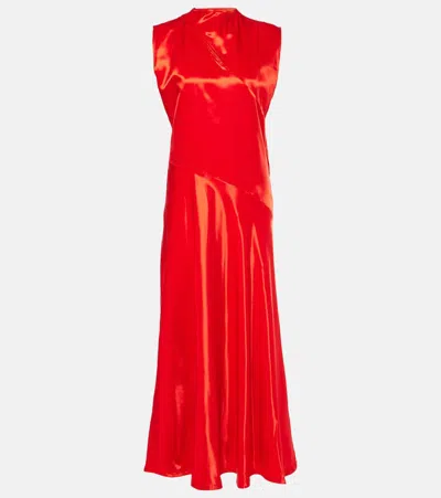 Jil Sander Satin Midi Dress In Red