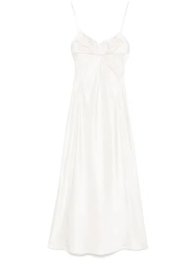 Jil Sander Midikleid Aus Satin In White