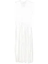 Jil Sander Satin Midi Dress In White