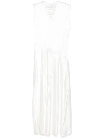 Jil Sander Satin Midi Dress In White