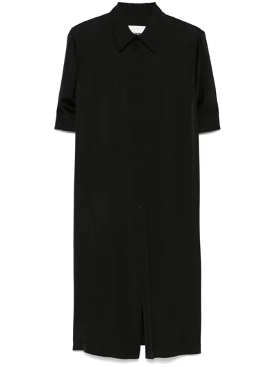 Jil Sander Satin Midi Shirt Dress In Black
