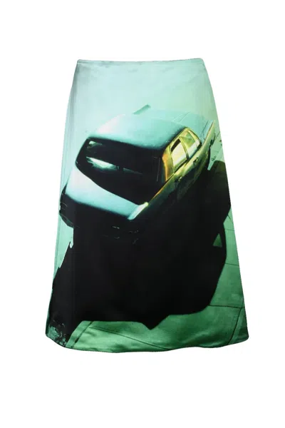 Jil Sander Satin Midi Skirt - Green