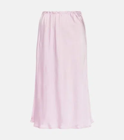 Jil Sander Satin Midi Skirt In Pink