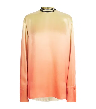 Jil Sander Satin Ombré Shirt In Orange