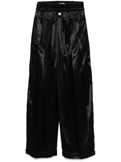 Jil Sander Satin Palazzo Pants In Black