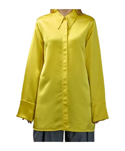 Jil Sander Satin Shirt In Yellow & Orange