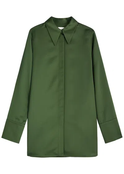 Jil Sander Satin Shirt In Dark Green