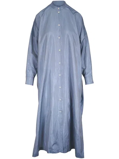 Jil Sander Satin Shirt Dress In Blue