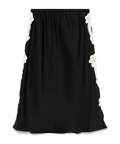 Jil Sander Satin Skirt In Black