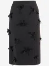 Jil Sander Satin Skirt With Embroidered Bows In Black