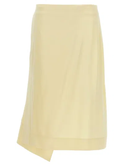 Jil Sander Satin Skirt With Side Slit In Neutral