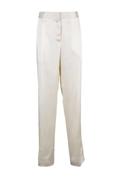 Jil Sander Satin Straight Leg Trousers - White