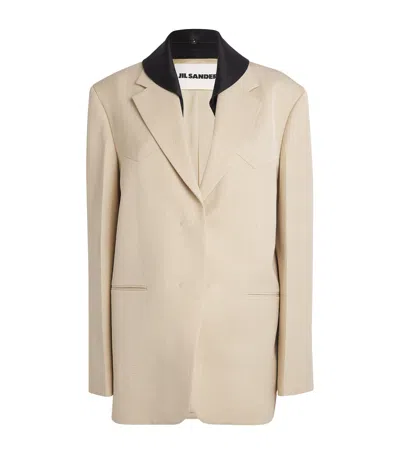 Jil Sander Satin-trim Blazer In Neutral