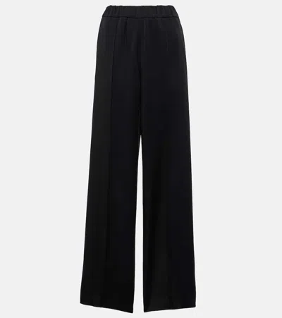 Jil Sander Pleated Satin Wide Leg Pants In Black