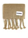 Jil Sander Fringed Brushed Scarf In Beije