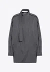 Jil Sander Grey Wool Shirt With Scarf In Gray