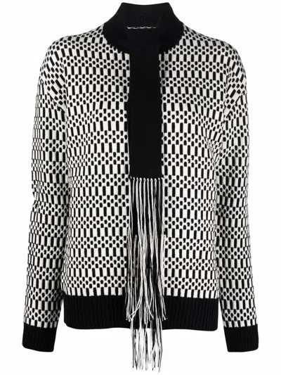 Jil Sander Scarf-detail Patterned Jumper In Weiss