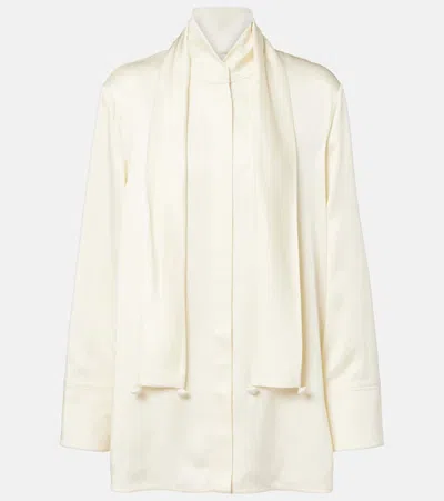 Jil Sander Scarf-detail Satin Shirt In Neutral