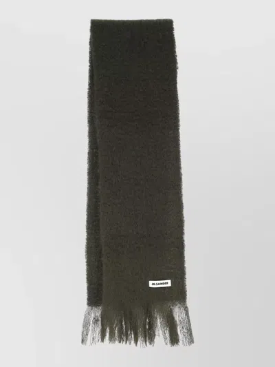 Jil Sander Scarf Fringed Edges Soft Texture Accessory In Green