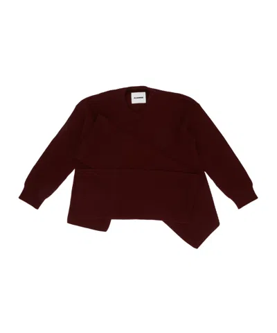 Jil Sander Scarf Sweater In Burgundy
