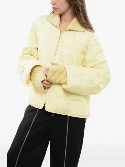 Jil Sander Scarf-detail Quilted Jacket In Yellow