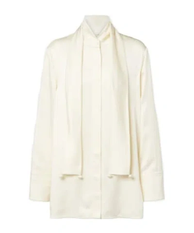 Jil Sander Scarf-detail Satin Shirt In White