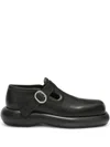 Jil Sander Leather Buckle Loafers Peculiar Sole In Black
