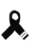 Jil Sander Rectangular Wool Scarf Soft Texture In Black