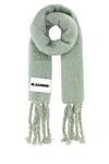 Jil Sander Mohair Blend Scarf Fringed Ends In Palegreen