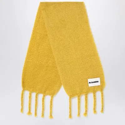 Jil Sander Yellow Mohair Blend Scarf Women In Orange
