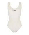 Jil Sander Logo Printed One-piece Swimsuit In White