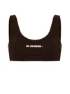 Jil Sander Logo Bikini Top In Brown