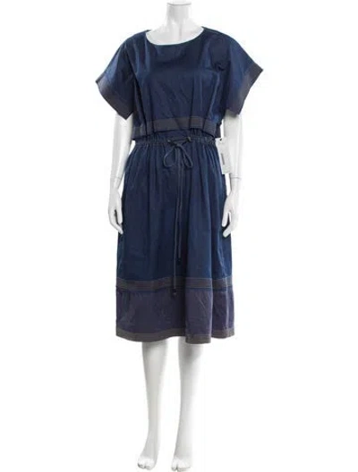 Pre-owned Jil Sander Scoop Neck Midi Length Dress In Blue