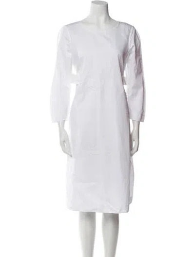 Pre-owned Jil Sander Scoop Neck Midi Length Dress In Neutral