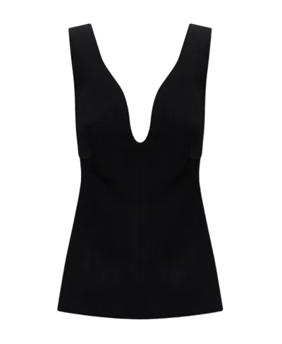 Jil Sander Scoop-neck Textured Top In Black